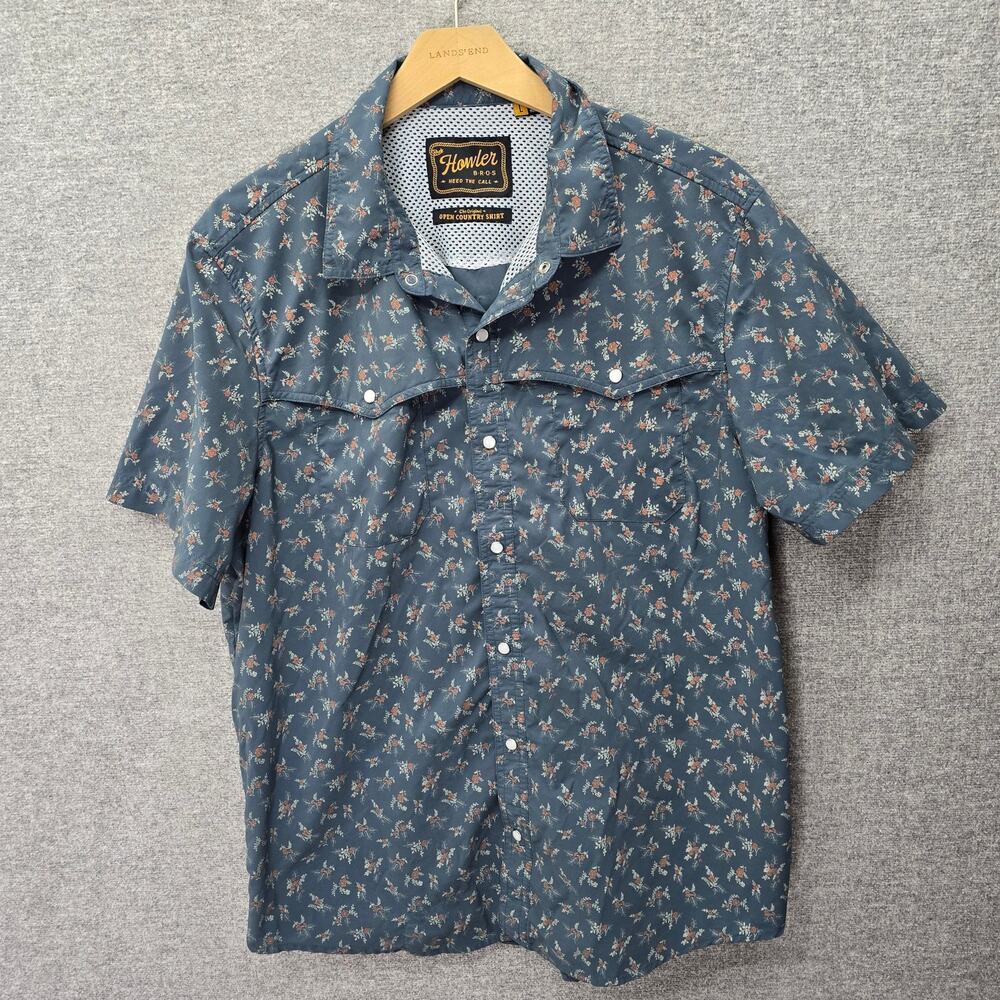 HOWLER BROTHERS OPEN COUNTRY TECH SHIRT, RANCHER FLORAL, SIZE L